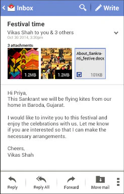 screenshot of Rediffmail Pro